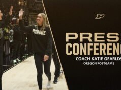 Konferensi Pers Pasca Pertandingan Pelatih Katie Gearlds vs Bola Basket Wanita Purdue