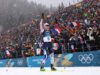 Biathlete Océane Michelon berjalan di atas emas