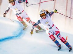 menuju pertunjukan kembang api dari The Blues dengan skicross?