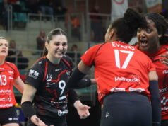 Liga A Wanita. Voli Mulhouse Alsace kehilangan satu set di Saint-Dié, tetapi mengakhiri musim reguler dengan kemenangan