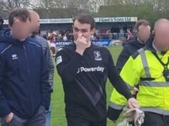 Kiper ‘meninju penggemar’ dan dikawal keluar lapangan saat pertandingan ditangguhkan | Sepak Bola | Olahraga