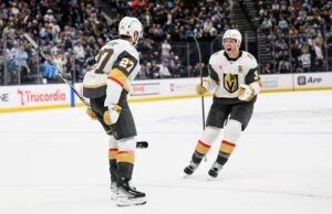 Gol perpanjangan waktu Theodore mengangkat Golden Knights menang 5-4 atas Mammoth; seri seri 2-semua