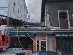 Grenoble. Kebakaran hebat menghancurkan sebuah supermarket Asia di pusat kota